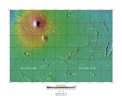 MOLA map of Elysium Quadrant